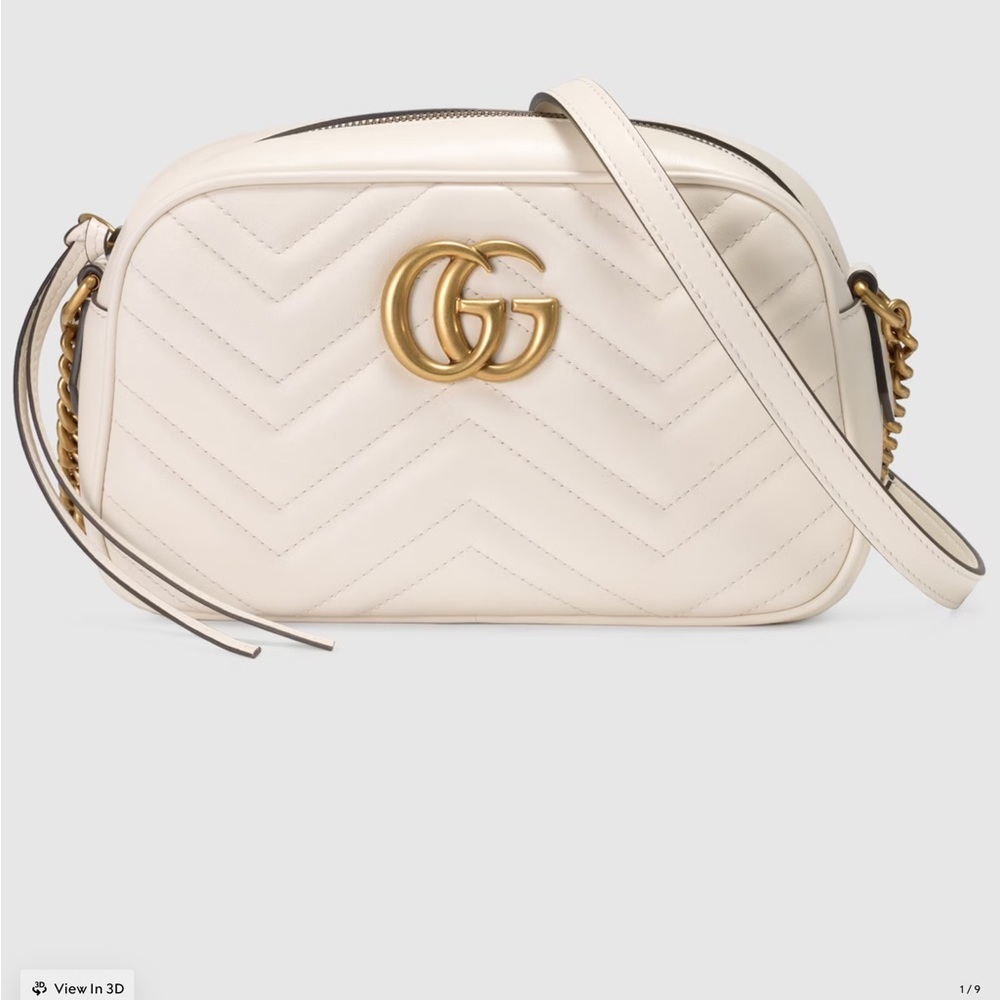 Gucci Cream Marmont Quilted Crossbody camera Bag
